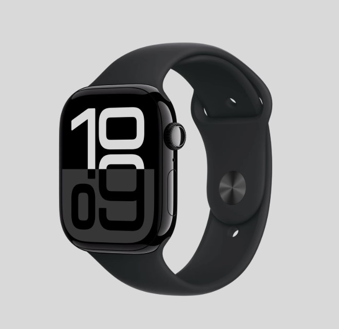 Apple Watch Series 10 GPS 46mm Jet Black Aluminium Case with Sport Band S/M - Black
