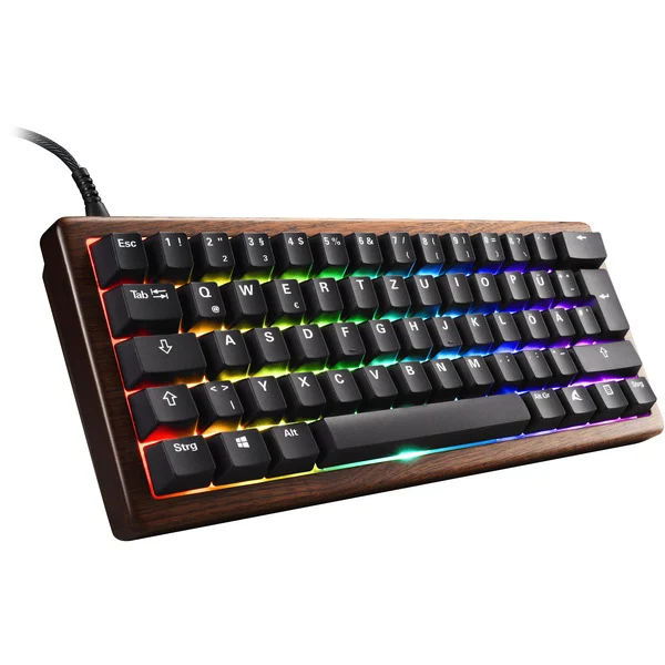 Tastierë Gaming Sharkoon SKILLER SGK50 S4 Gen2 Wood / QWERTY US Layout / Gateron G Pro 3.0 Yellow / PBT – Dru/Zezë