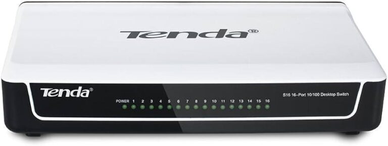 Switch Tenda S16 / 10/100Mbps / 16-Port / Fast Ethernet / Unmanaged / Plug and Play / RJ45 / I bardhë dhe i zi