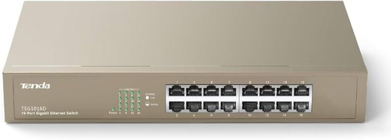 Switch Tenda TEG1016D / 16-Port / Gigabit Ethernet / Unmanaged / 1000Mbps / Plug and Play / Ngjyrë Curry