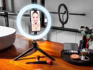 Dritë per Telefon Tracer RING / 26cm / statyw 9cm / 120 diod LED / E zezë