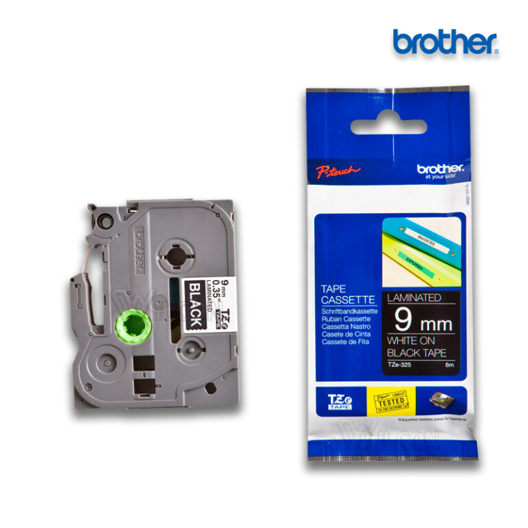 Label Brother TZe-325 Laminated Tape Original / 9mm x 8m – Bardhë / Zezë