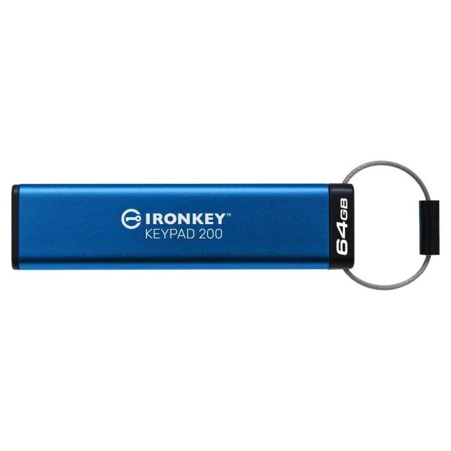 USB Flash Drive Kingston IronKey Keypad 200 – 64GB / AES Encrypted - Blu - Figura 2