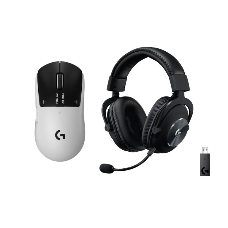 Maus Gaming Logitech G Pro X2 Superstrike - Zezë/Bardhë + Kufje Gaming Logitech G Pro X Wireless e zezë