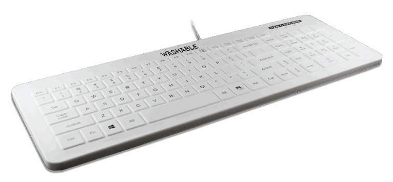 Tastierë Pa kabllo Man & Machine Very Cool Flat Keyboard / DE Layout / USB / Hygienic Silicone /104 Keys - Bardhë
