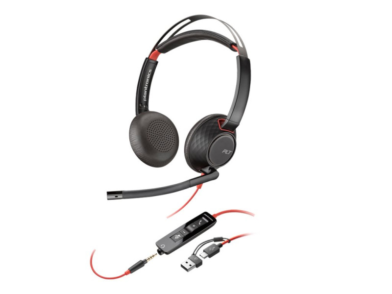 Kufje me kabllo HP Poly Blackwire 5220 / Stereo / USB‑C Headset + 3.5 mm + USB‑C/A Adapter - Zezë