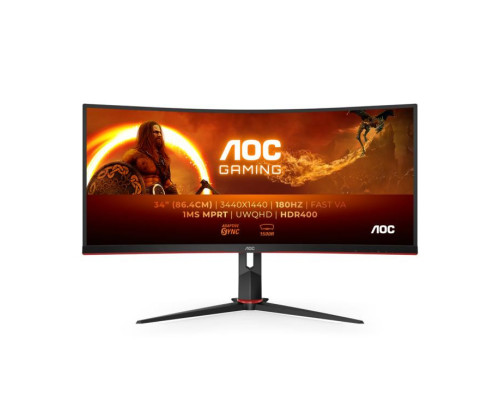 Monitor Gaming AOC CU34G2XP/B / 34 " /  Ultra WQHD VA WLED / 180Hz / 1ms / 2x HDMI 2.0 (HDCP 2.2) + 2x DP 1.4 + USB Hub / Zezë
