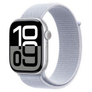 Apple Wearable Watch Series 10 / Silver Aluminium Case with Blue Cloud Sport Loop / 46mm / MWWN3QF/A / L - White