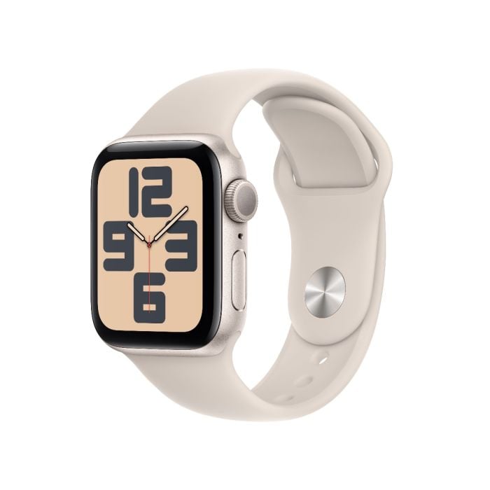Apple Watch SE (2024) GPS 44mm Starlight Aluminium Case with Sport Band M/L - Starlight