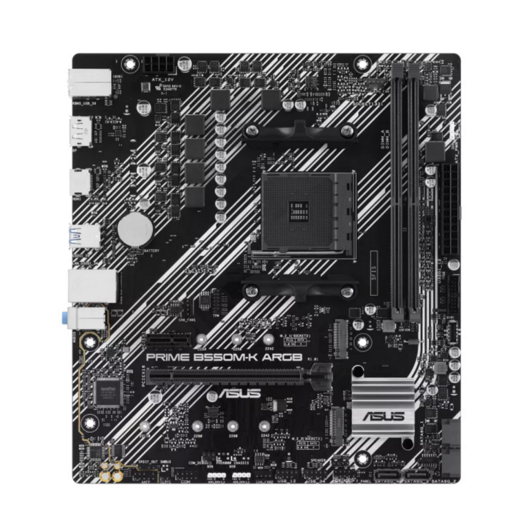 Pllakë Amë Asus Prime B550M-K ARGB Motherboard / AMD Chipset / 90MB1GC0-M0EAY0 – Zezë / Gri e Hapur