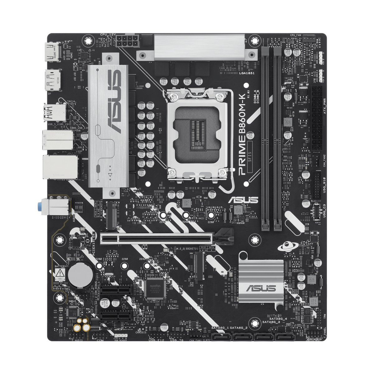 Pllakë Amë Asus Prime B860M-K Motherboard / Intel Chipset / 90MB1JT0-M0EAY0 – Zezë / Gri e Hapur