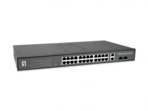 LevelOne GEP-2841 28-Port Web Smart Gigabit PoE Switch, 24-Port PoE+, 375W Budget, 2x RJ45 + 2x SFP Uplink, Managed