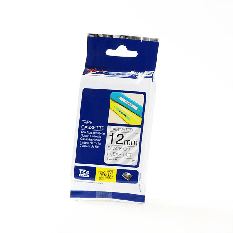 Letër Label Tape Brother TZE-131 / TZE131 – Zezë mbi Transparent