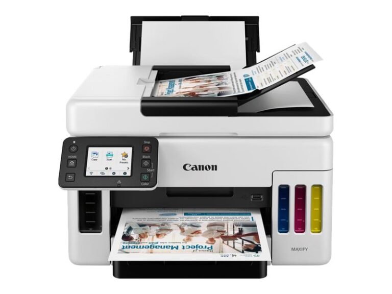 Printer Inkjet CANON PIXMA GX6040 EUM/EMB / Print, Scan, Copy / A4 / ADF / Color / up to 24 ppm / Wifi, USB, LAN / e bardhë