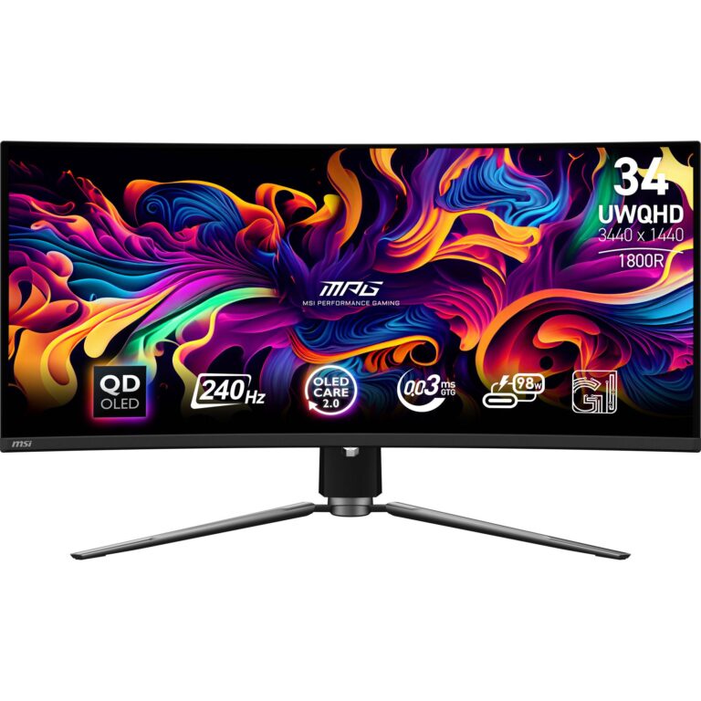 Monitor Gaming MSI MPG 341CQPX QD-OLED / 34.18" / UWQHD QD-OLED Curved / 240Hz / 0.03ms / HDMI+DP+USB-C - Zezë