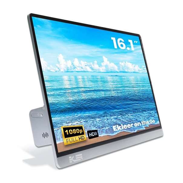 Monitor EKLEER Portable LCD / 16″ / FHD / IPS LCD / 16:9 / USB‑C / E zezë / Travel Pouch / Monitor i lëvizshëm për laptop & mobile