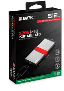 SSD të jashtme Emtec External SSD X205 512GB / USB-C 3.2 Gen2x2, deri 1100MB/s – Hiri 7