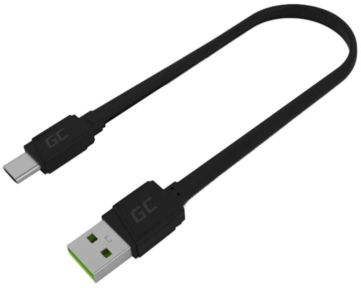 USB kabëll Green Cell USB Type-A në USB Type-C / 0,25m / E zezë