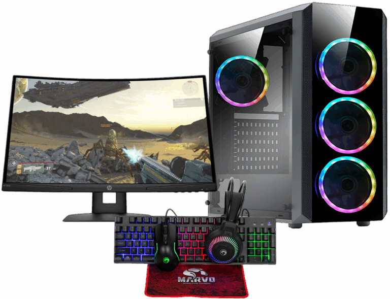Kompjuter Gaming Beast Series 14 / Ryzen 5 5500 / 16GB / 500GB / RTX 3050 6GB + Monitor HP 24 X24c / 24 inch Full HD VA 4ms 144Hz / Curved + Set 4in1 MARVO CM416 EN