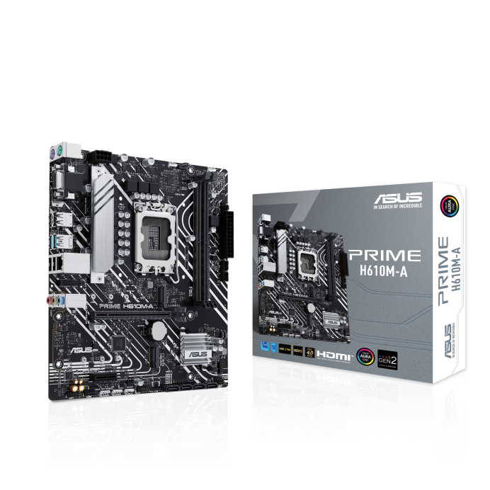 Pllakë amë ASUS PRIME H610M-A R2.0 – LGA 1700 / DDR5 / DisplayPort – HDMI – VGA / 2× M.2 / Micro-ATX / with internal USB-C
