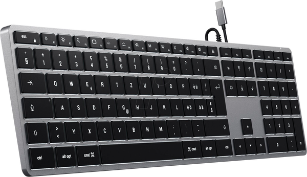 Tastierë me kabllo Satechi Slim W3 ST-UCSW3M-CH / USB-C / Swiss Layout - Zezë/Gri - Figura 2