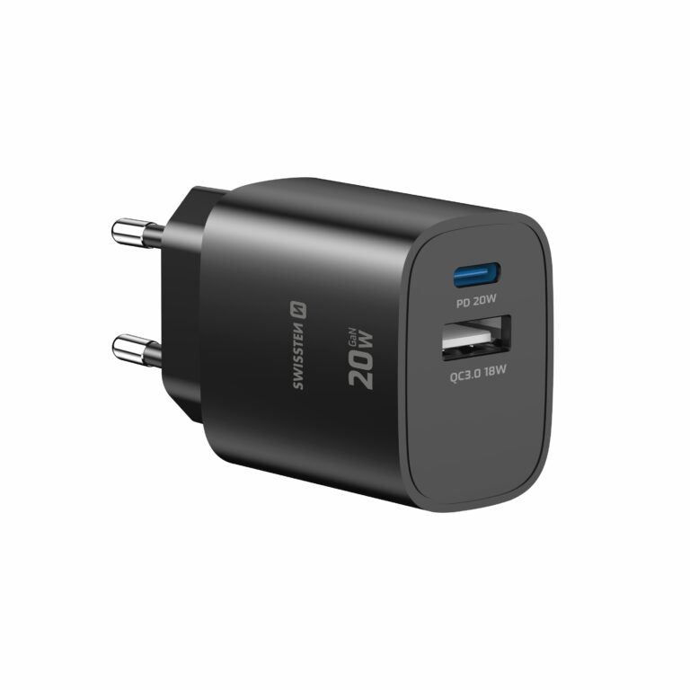Karikues SWISSTEN EDGE GaN 1x USB-C PD 20W + 1x USB-A 18W QC - Zezë