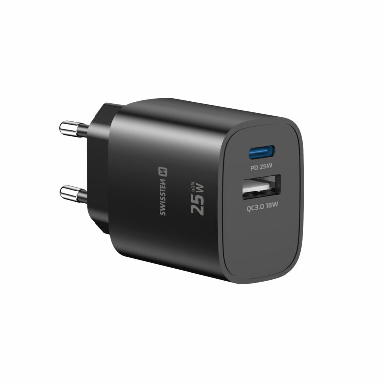 Karikues SWISSTEN EDGE GaN 1x USB-C PD 25W + 1x USB-A 18W QC - Zezë