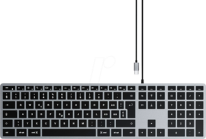 Tastierë me kabllo Satechi Slim W3 ST-UCSW3M-CH / USB-C / Swiss Layout - Zezë/Gri