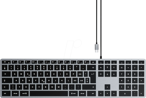 Tastierë me kabllo Satechi Slim W3 ST-UCSW3M-CH / USB-C / Swiss Layout - Zezë/Gri