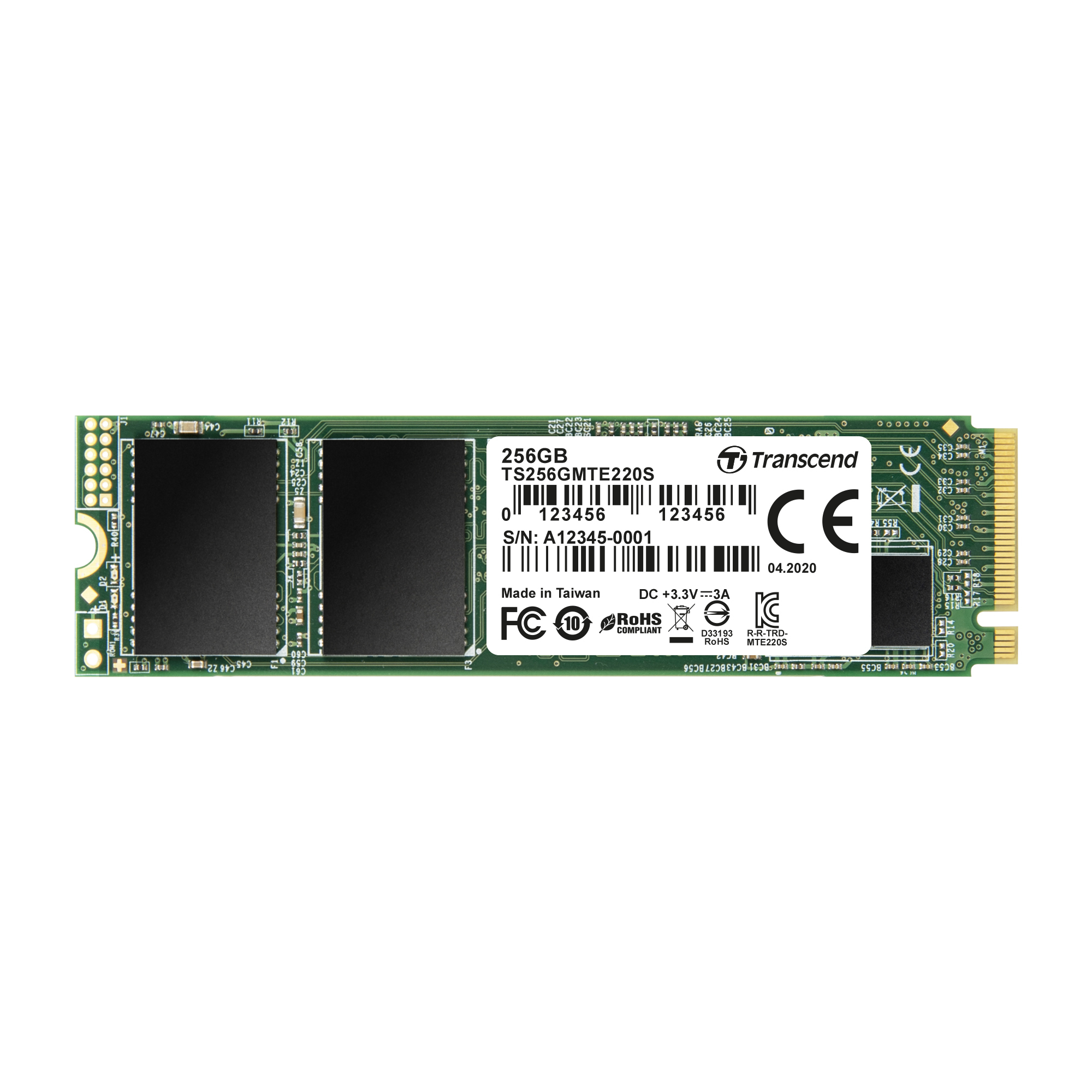 SSD të Brendshme TRANSCEND M.2 2280 SSD 256GB PCIe Gen3x4 M-Key 3D TLC with DRAM