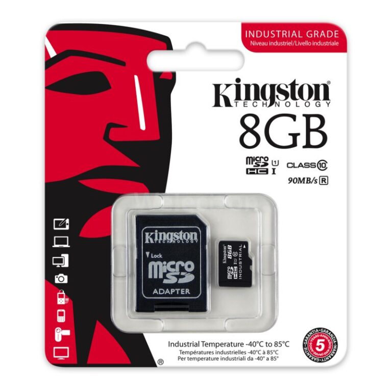 Kartë Memorie SD CARD 8GB Kingston Industrial MicroSDHC 100MB/s +Adapter