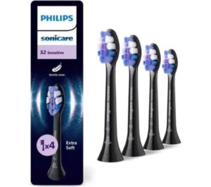 Kokë furçash zëvendësuese Philips Sonicare S2 Sensitive / HX6054/88 / 4‑Pack – Zezë