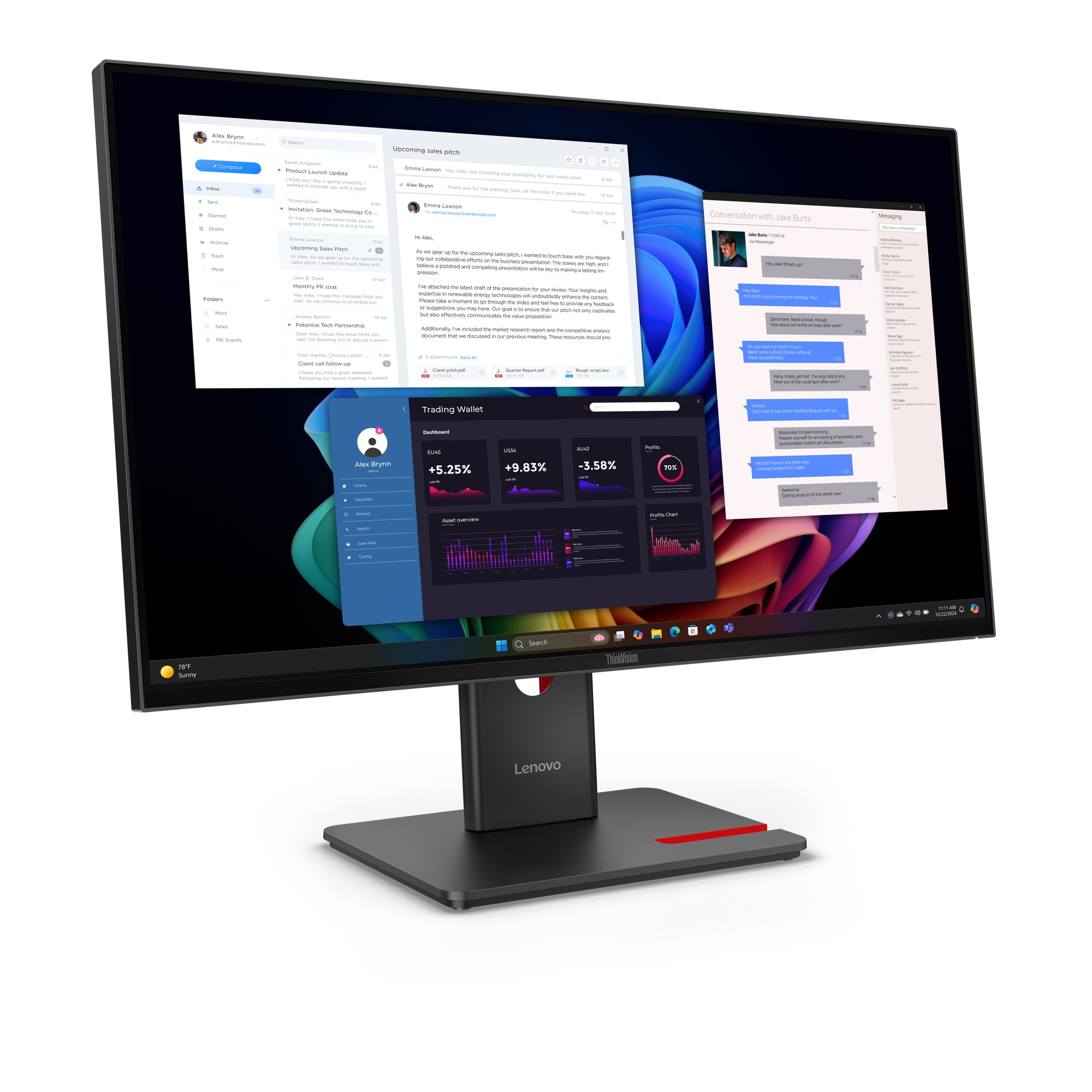 Monitor Lenovo ThinkVision T27UD-40 / 64AFGAT2EU / 27"/ 4K Ultra HD IPS / 60Hz / 6ms / HDMI+USB+DP - Zezë - Figura 3