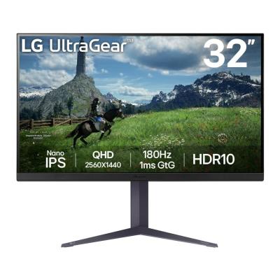 Monitor Gaming LG 32GS85Q-B / 32″ / Quad HD IPS / 180Hz / 1ms / HDMI + DP / Zezë