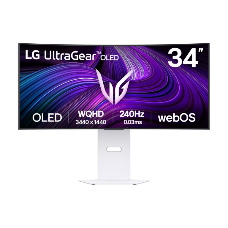 Monitor LG UltraGear 34GX90SA-W / 34"/ Ultra Wide Quad HD / OLED / Curved / 240 Hz / 1 ms / DisplayPort + HDMI + USB-C - Bardhë