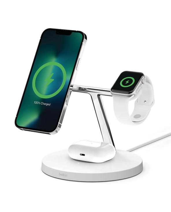 Belkin MagSafe 3-in-1 – iPhone 12/13 Serie – Bardhë