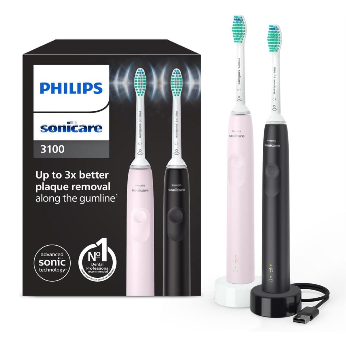 Furçë Dhëmbësh Elektrike Philips Sonicare 3100 Series / HX3675/15 / Zezë