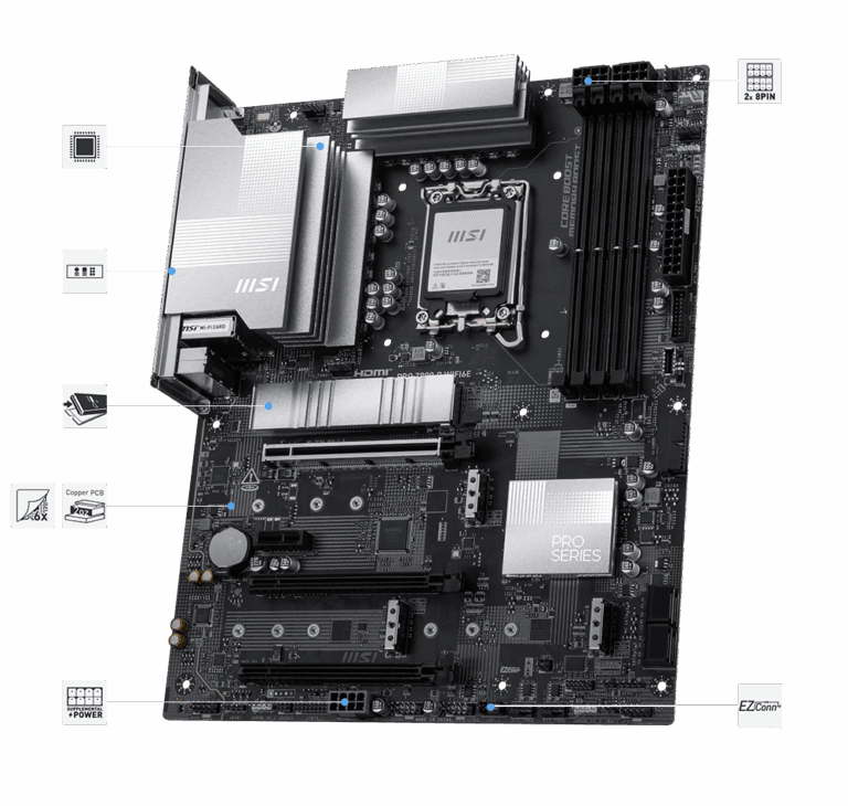 Pllakë Amë Intel MSI Pro Z890-P WiFi6E / Chipset Z890 / Socket S1851 / ATX / DDR5