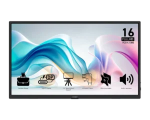 Monitor për punë MSI PRO MP165DE E6 / 15.6" / Full HD IPS / 60 Hz / 4ms / USB-C +HDMI - Zezë