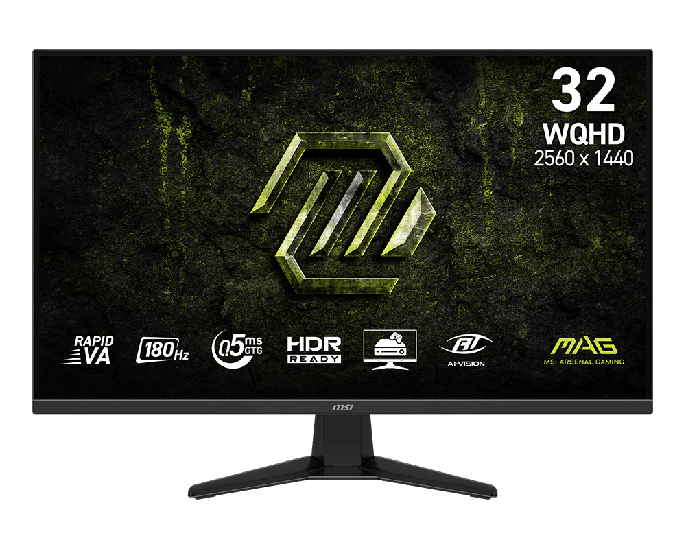 Monitor Gaming MSI MAG 325QFDE E18V / 31.5"/ WQHD Rapid VA / 180Hz / 0.5ms / HDMI+DP - Zezë