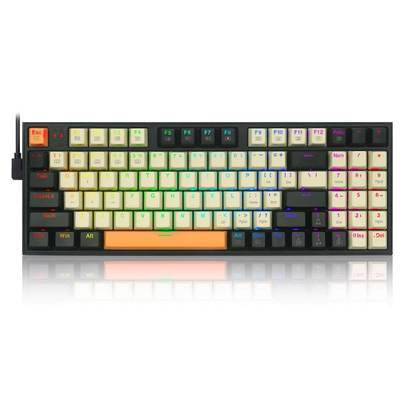 Tastierë Gaming Redragon K636CLO-RGB Wired / QWERTY - Zezë / Verdhë