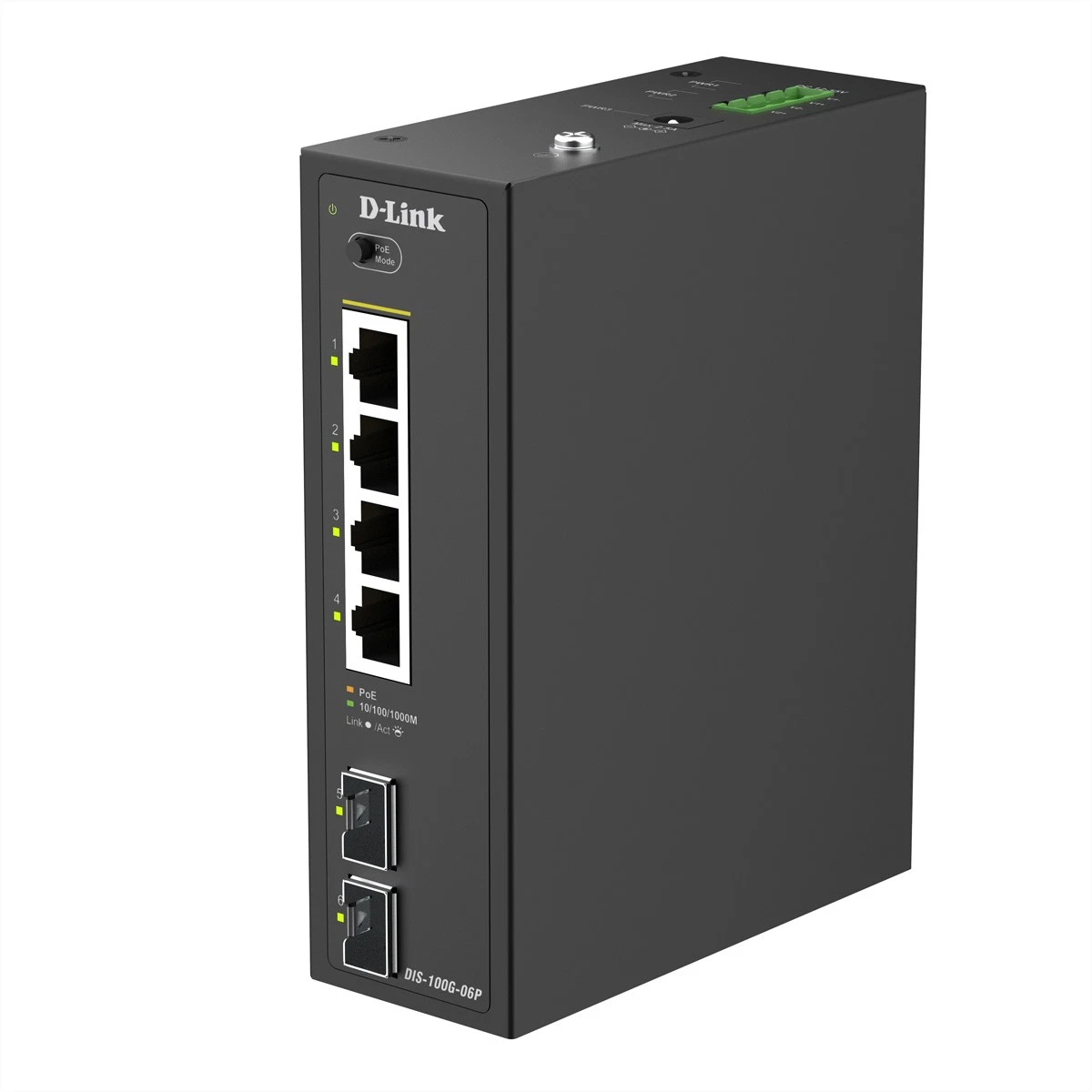 D-Link DIS-100G-06P Industrial PoE+ Switch 6 Port Gigabit | 4x PoE + 2x SFP | 120W 2